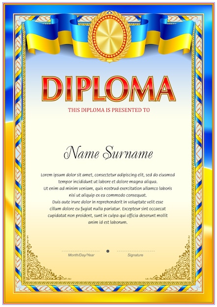 Plantilla en blanco de diploma colorido.