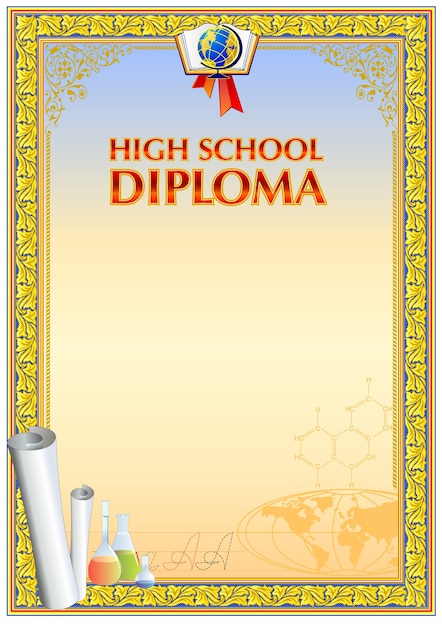 Vector plantilla en blanco de diploma de escuela