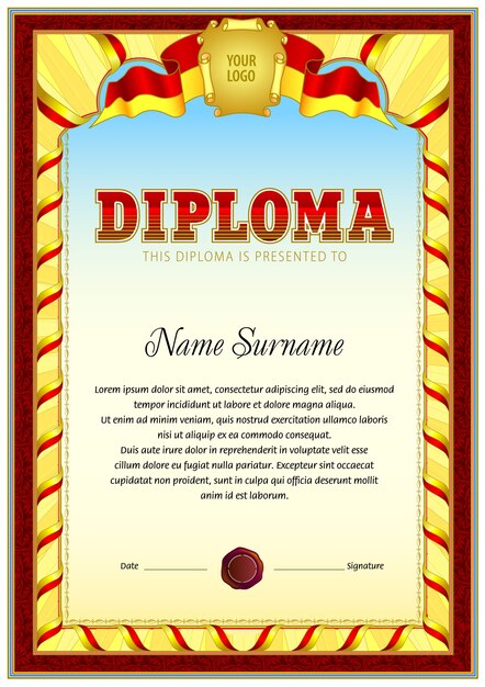 Vector plantilla en blanco del diploma de la vendimia.