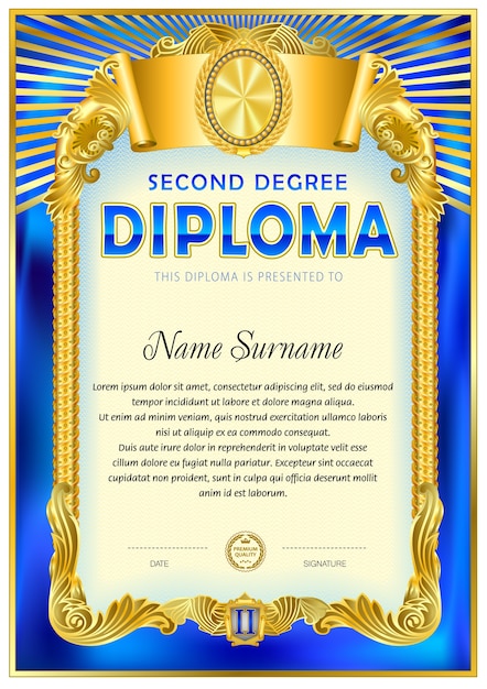 Plantilla en blanco de diploma vintage