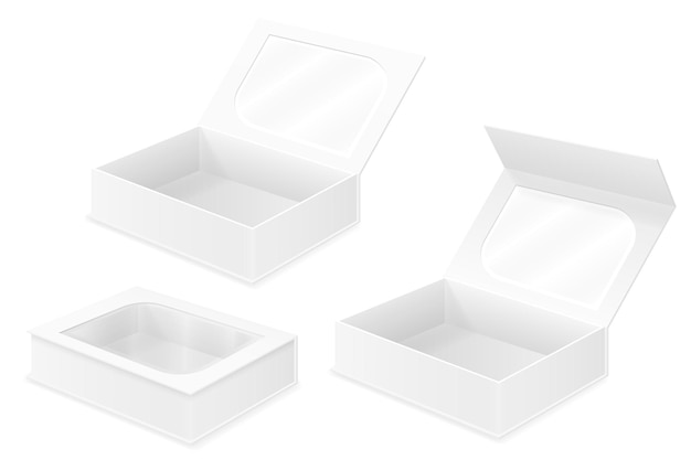 Plantilla en blanco de embalaje de caja de cartón vacía para ilustración de vector de stock de diseño