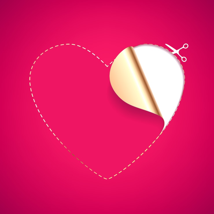 Vector plantilla en blanco rojo en forma de corazón.