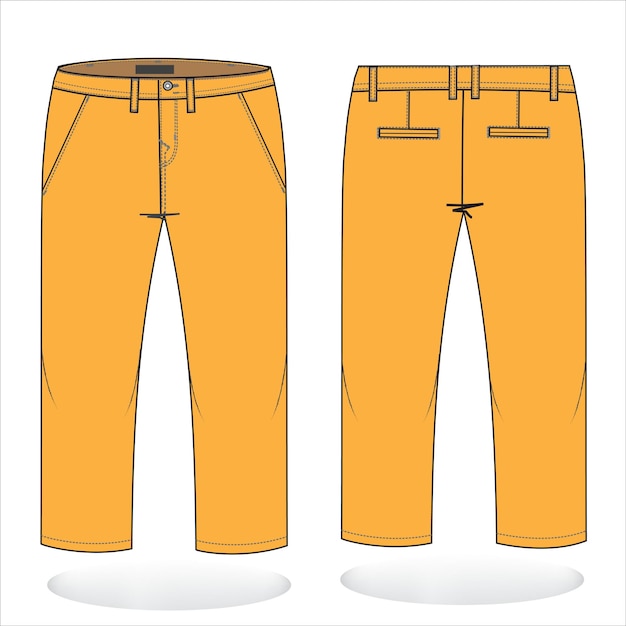 Plantilla de boceto plano de moda de pantalón largo de mezclilla para hombre e ilustración técnica de moda