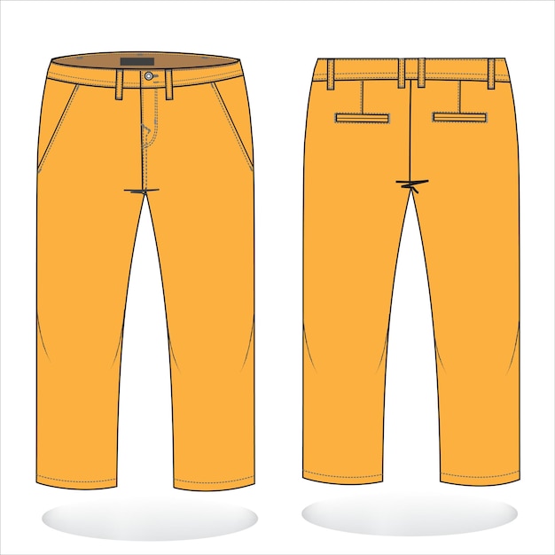 Vector plantilla de boceto plano de moda de pantalón largo de mezclilla para hombre e ilustración técnica de moda