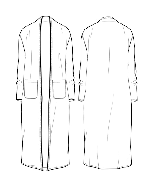 Plantilla de boceto técnico de Kimono Robe