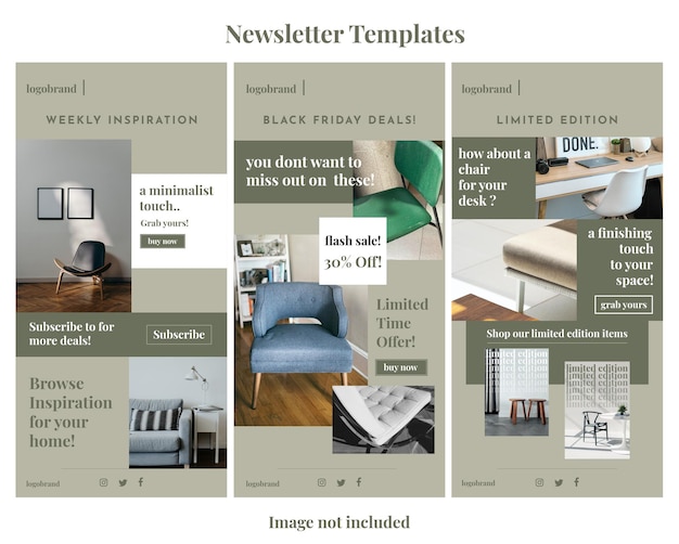 Vector plantilla de boletín informativo para negocio de muebles