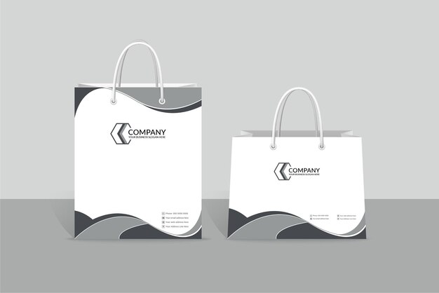 plantilla de bolsa de compras con elementos de diseño en escala de gris