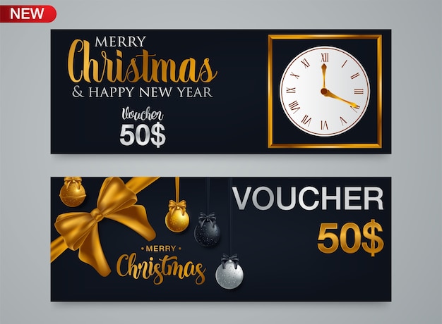 Plantilla de bono de tarjeta de regalo de Navidad con fondo tradicional