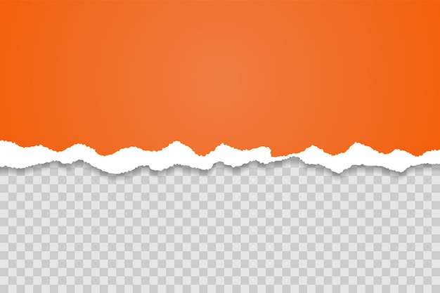Plantilla de borde de papel rasgado naranja Tiras horizontales rasgadas con sombras Diseño de textura de borde Vector