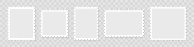 Plantilla de borde de sellos postales. Marco en blanco de sello postal para sobre de correo. ilustración vectorial