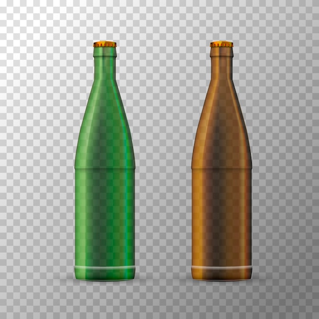 Vector plantilla de botellas de cerveza marrón y verde