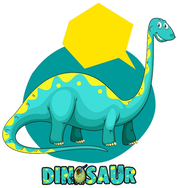 Plantilla de brachiosaurus azul y burbuja de discurso