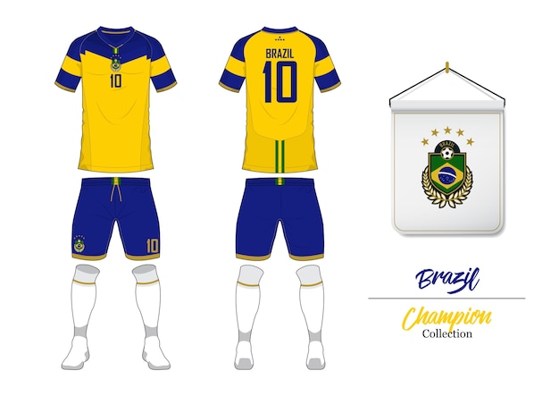 Vector plantilla de brasil fútbol jersey o kit de fútbol.