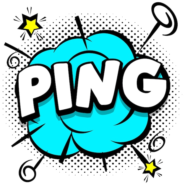 Plantilla brillante de Ping Comic con burbujas de discurso en marcos coloridos