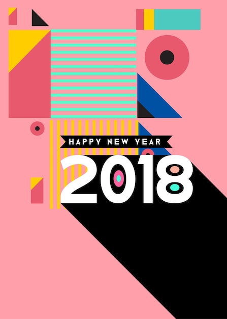 Plantilla de calendario 2018 con ilustración de diseño colorido geométrico