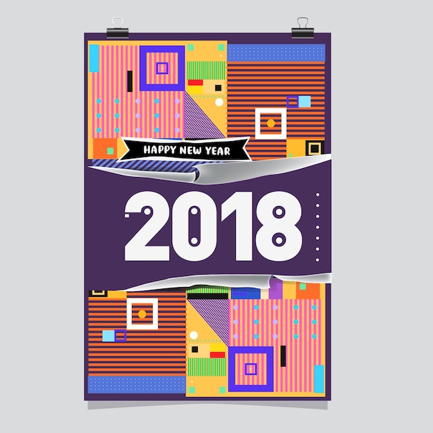 Vector plantilla de calendario 2018 con ilustración de diseño colorido geométrico