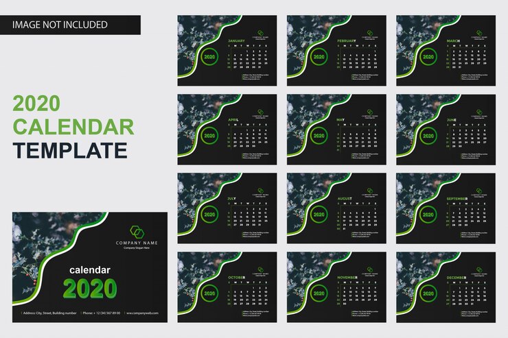 Plantilla de calendario 2020