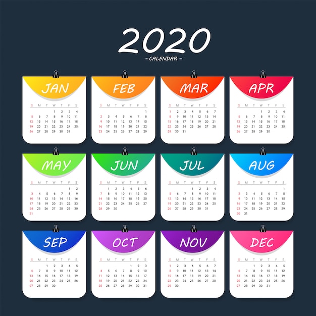 Plantilla de calendario 2020