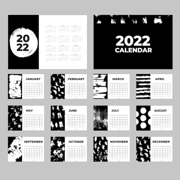 Plantilla de calendario 2022 Diseño de planificador de calendario de escritorio Vector