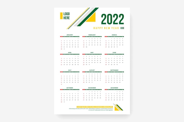 Plantilla de calendario 2022