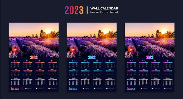 Vector plantilla de calendario 2023. fondo colorido con espacio para fotos vector premium