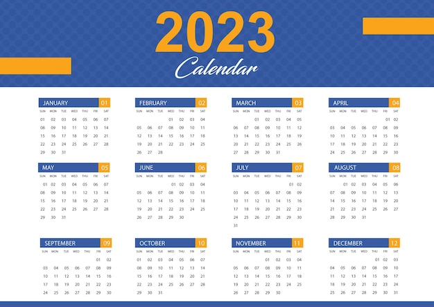 Plantilla de calendario 2023 lista para imprimir