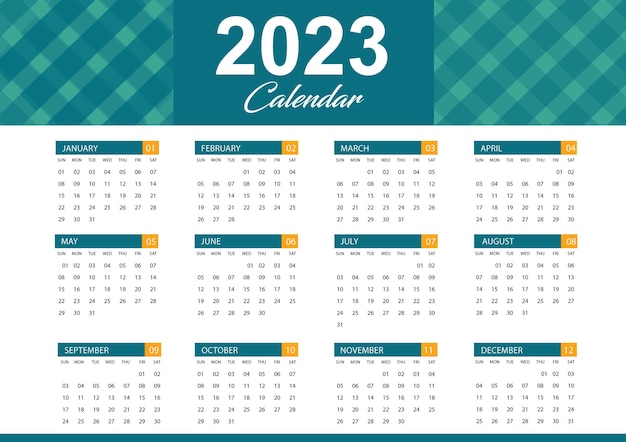 Plantilla de calendario 2023 lista para imprimir