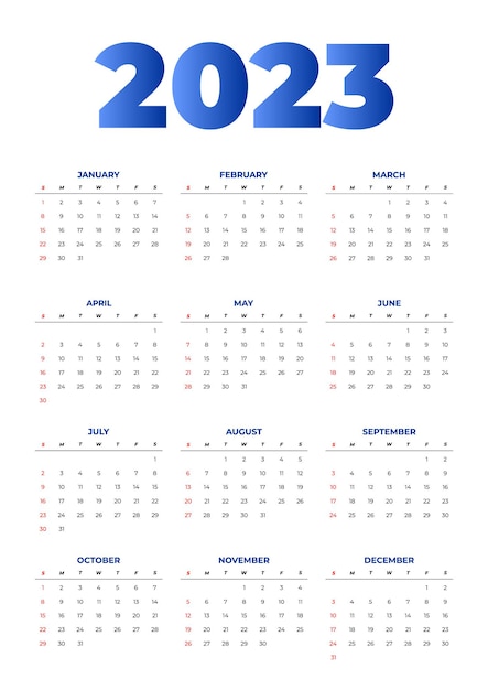 Plantilla de calendario 2023