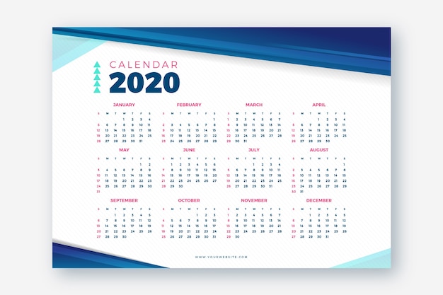 Vector plantilla de calendario abstracto 2020
