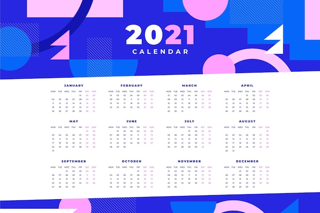 Plantilla de calendario abstracto 2021