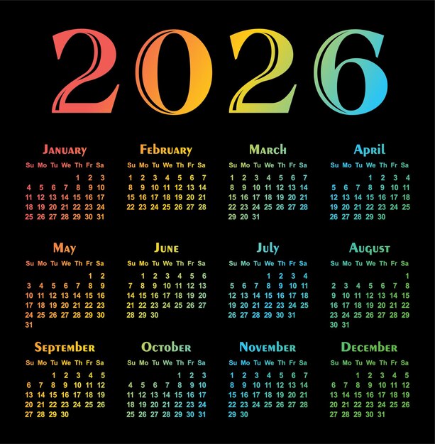 plantilla de calendario para un año 2026