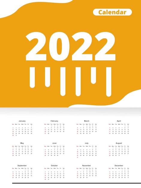 Plantilla de calendario de año nuevo 2022 vector gratuito