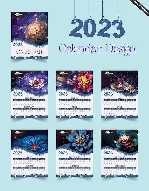 plantilla de calendario de año nuevo 2023