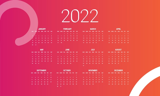 Vector plantilla de calendario de año nuevo de estilo nuevo 2022