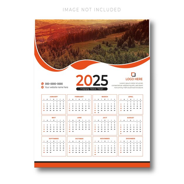 plantilla de calendario de año nuevo simple para eventos y negocios de 2025
