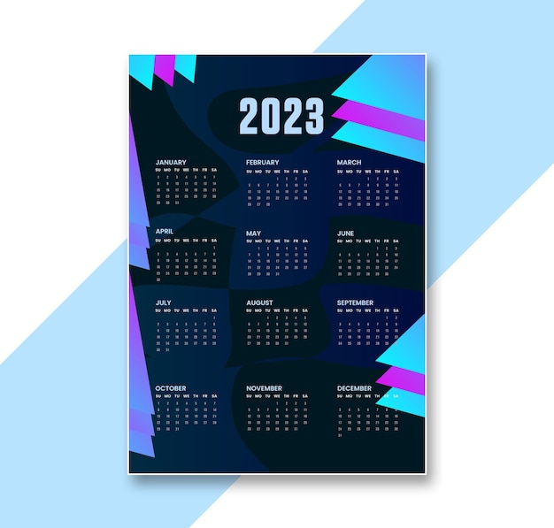 Plantilla de calendario anual MODERNO 2023