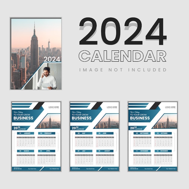 Vector plantilla del calendario anual del planificador para 2024