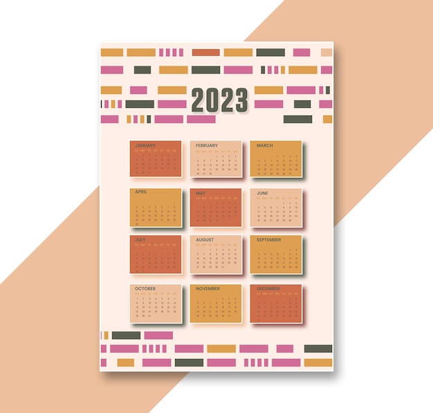 Vector plantilla de calendario bd 2023 año nuevo