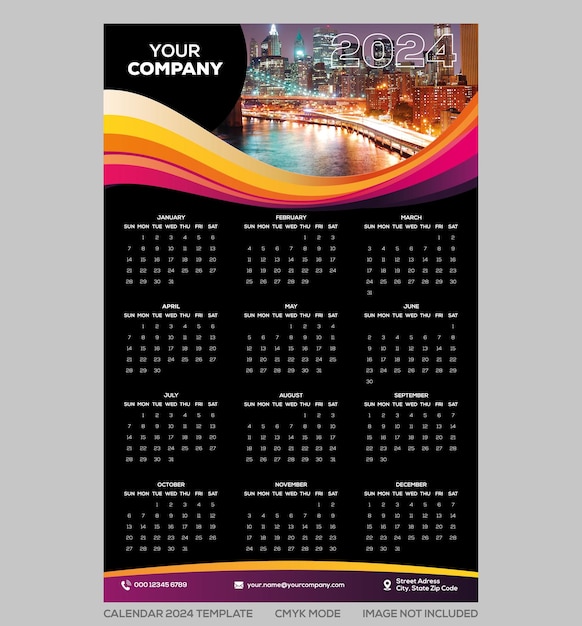 Vector plantilla de calendario corporativo para el año 2024