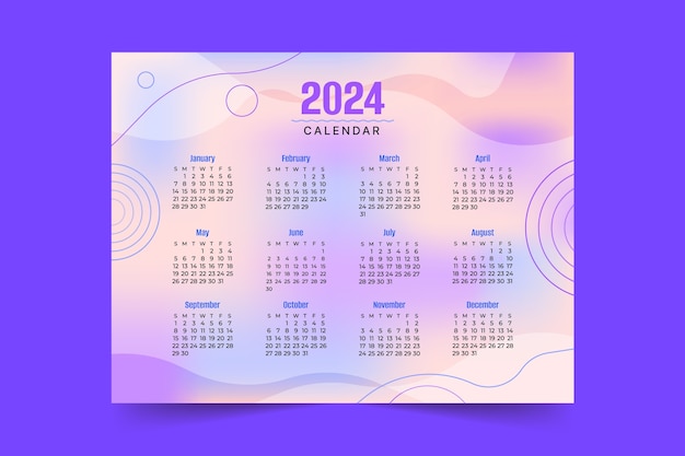 Vector plantilla de calendario degradado 2024