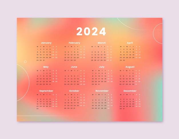 Plantilla de calendario degradado 2024