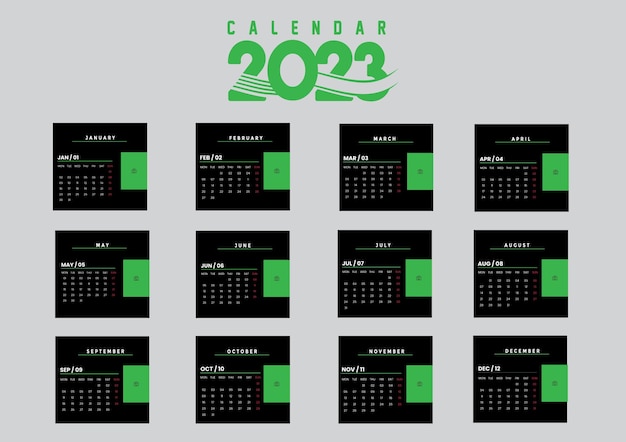 Plantilla de calendario de diseño moderno 2023