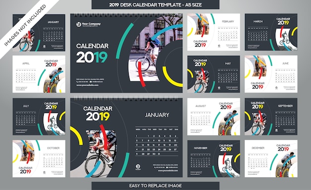 Plantilla de calendario de escritorio 2019