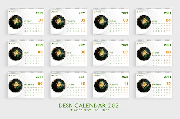 Vector plantilla de calendario de escritorio 2021 premium