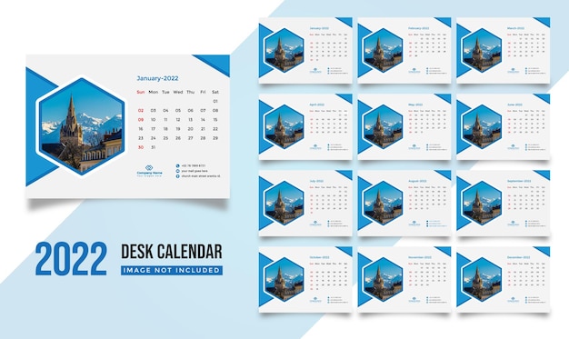 Plantilla de calendario de escritorio 2022
