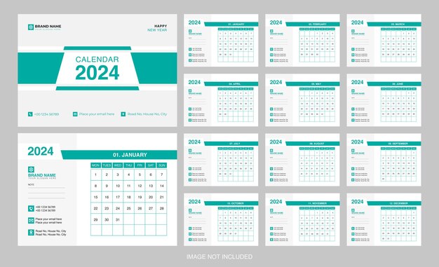 Plantilla de calendario de escritorio 2024
