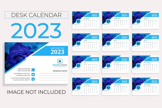 Plantilla de calendario de escritorio para el año 2023