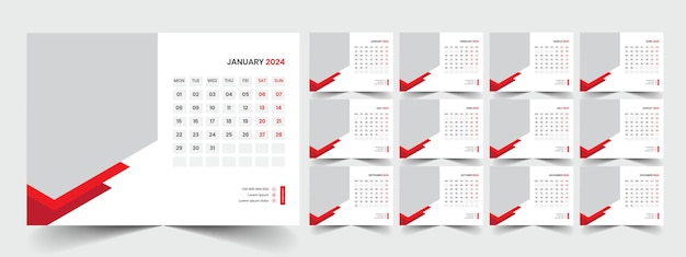 Plantilla de calendario de escritorio para el año 2024