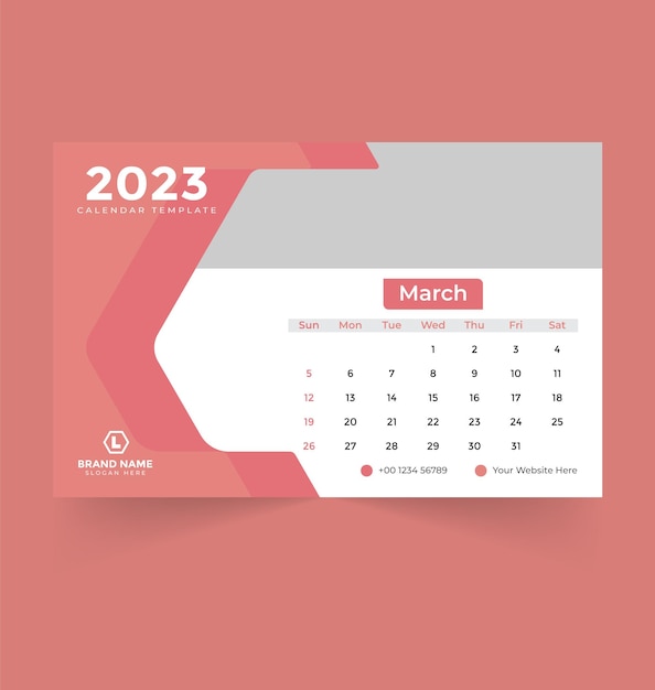 Vector plantilla de calendario de escritorio para el año nuevo 2023