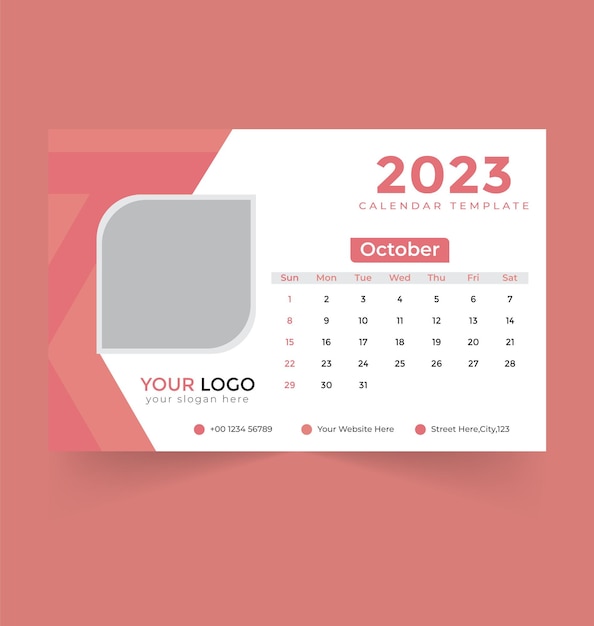 Vector plantilla de calendario de escritorio para el año nuevo 2023